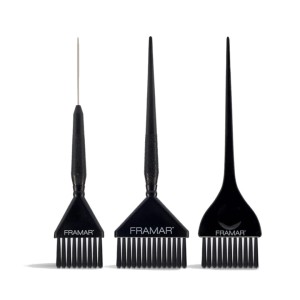 FRAMAR VARIETY COLOR BRUSH SET BLACK - zestaw pędzli do koloryzacji, 3 sztuki