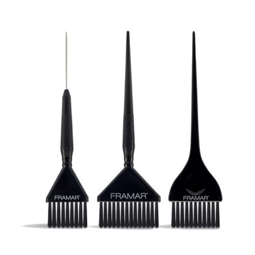 FRAMAR VARIETY COLOR BRUSH SET BLACK - zestaw pędzli do koloryzacji, 3 sztuki