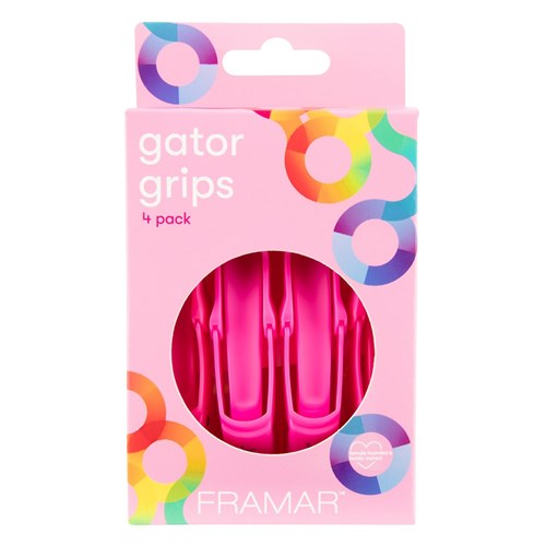 Framar Gator Grips, klipsy do włosów, różowe, 4szt.