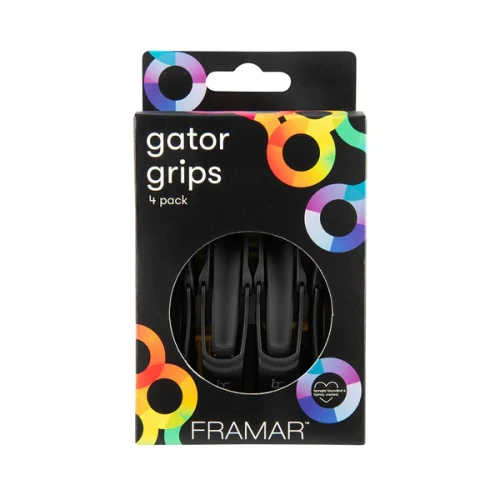 Framar Gator Grips, klipsy do włosów, czarne, 4szt.