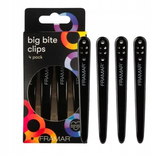 Framar Big Bite Clips, klipsy do włosów, 4szt. BLACK